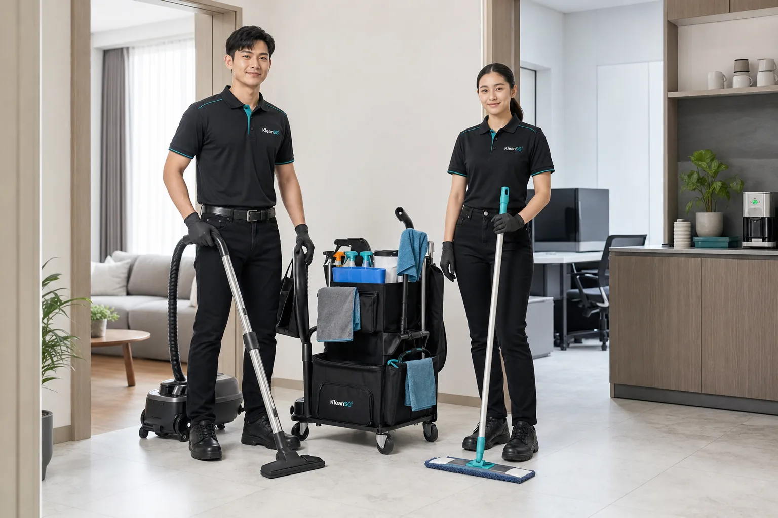 KleanSG cleaners ready for residential and commercial cleaning services in Singapore